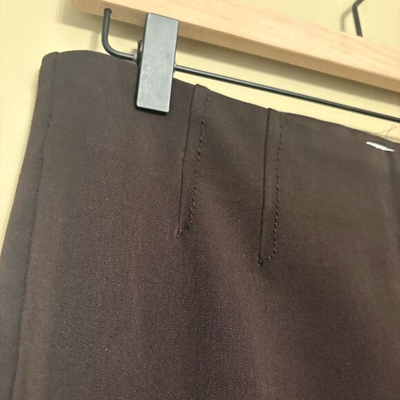 Talbots Womens Dark Brown Pleated Side Zip Dress Pants Trousers Petite 6 - Picture 2 of 8